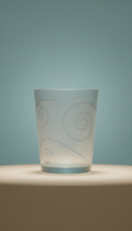 Glass tumbler with shell etching