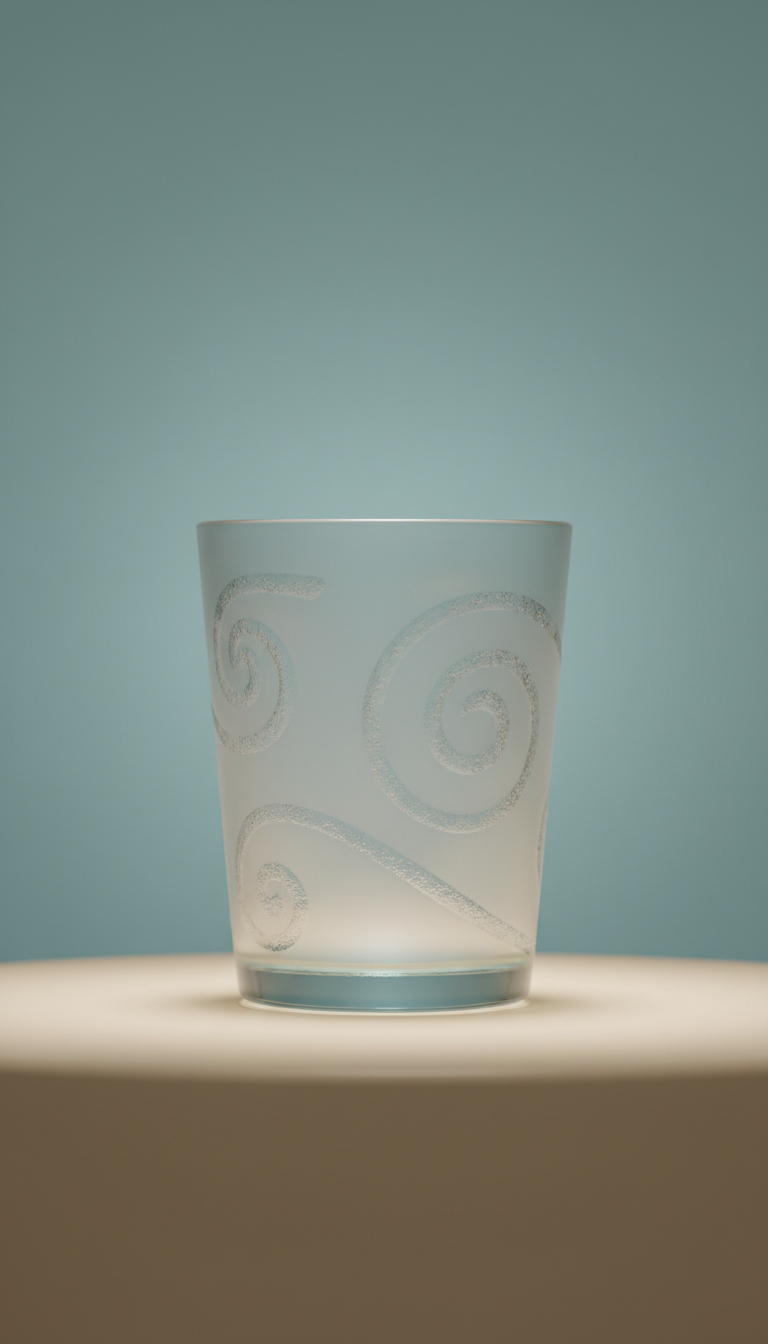 Glass tumbler with shell etching
